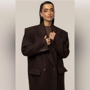 JLUXLABEL CHOCOLATE OVERSIZE DOUBLE BREASTE.